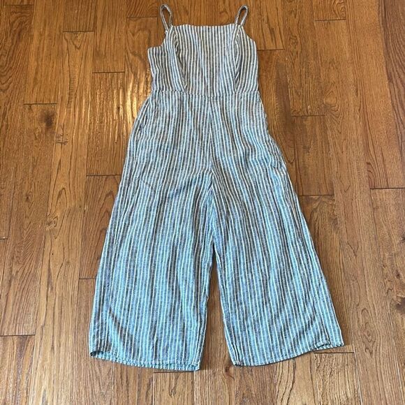 Old Navy striped linen blend jumpsuit small - Picture 2 of 8